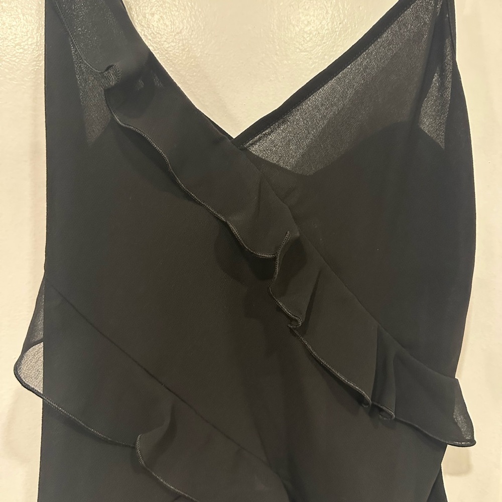 Aritzia Black Ruffled Chiffon Women's Top - Picture 2 of 4